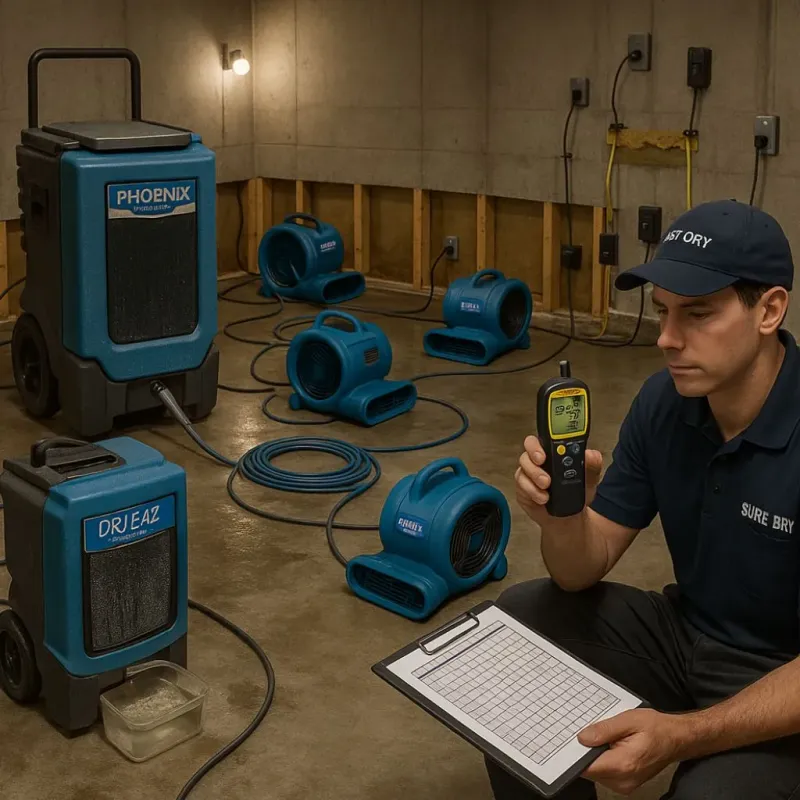 Structural Drying and Dehumidification process in Southmayd, TX